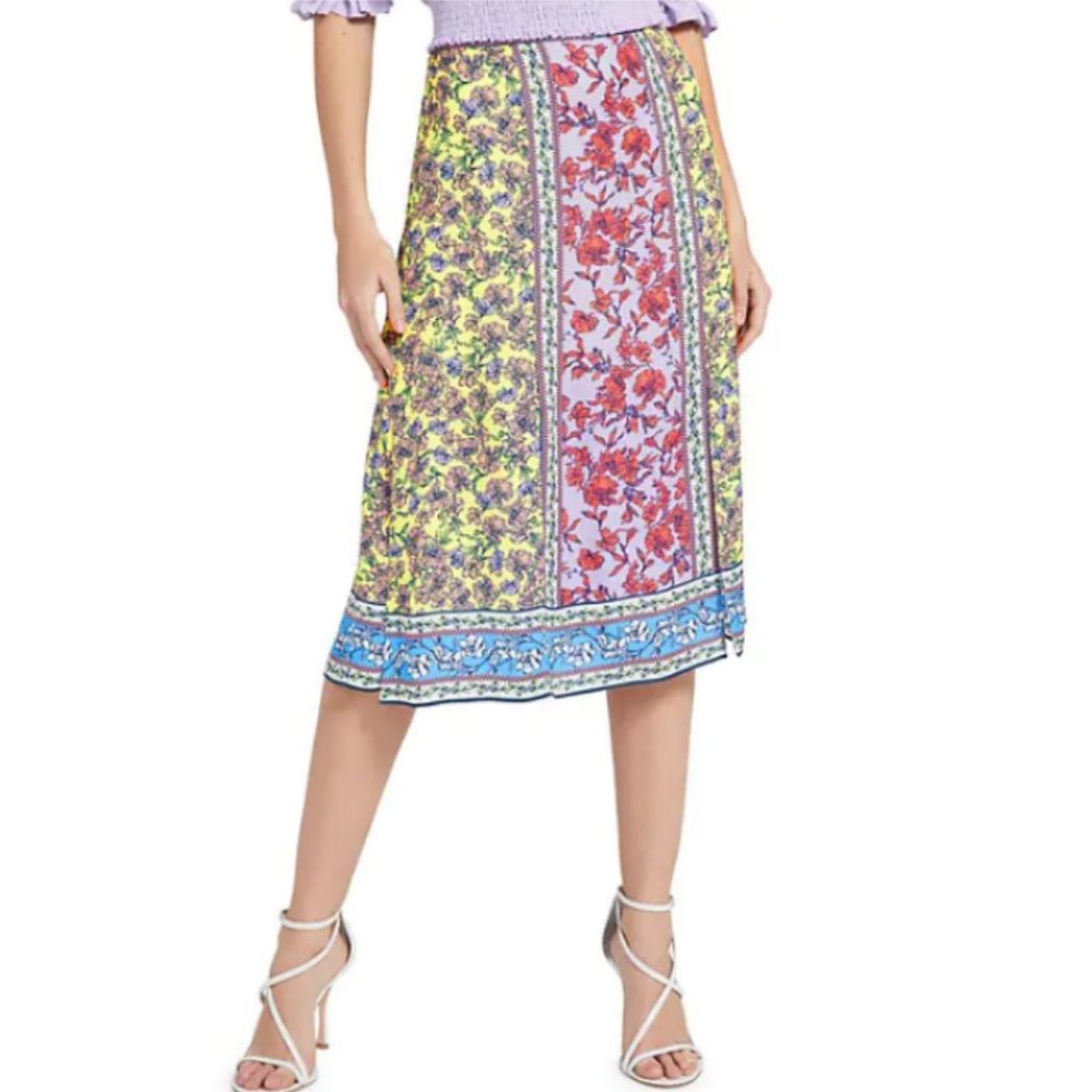 Alice + Olivia Athena Floral Midi Skirt with Sexy Side Slits - Picture 4 of 16